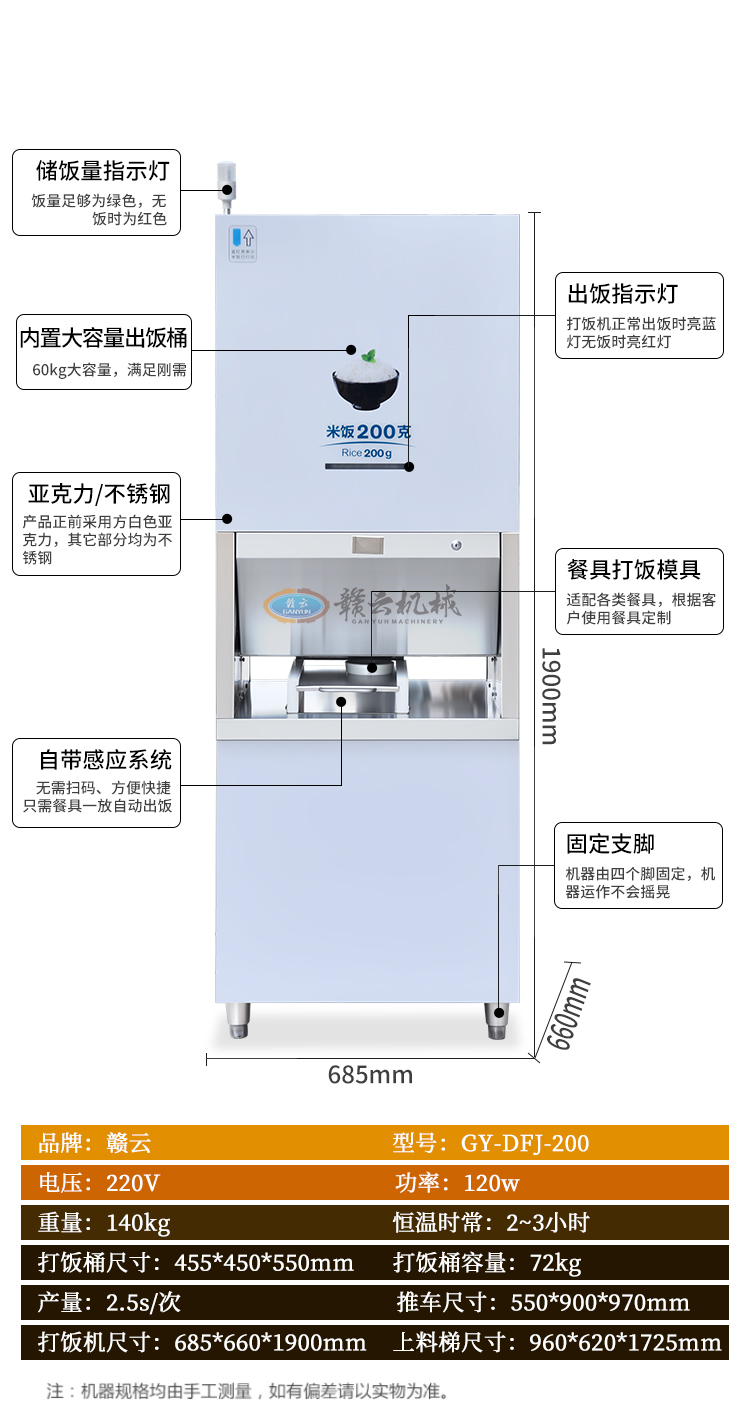 自動打飯機(jī)詳細(xì)參數(shù)